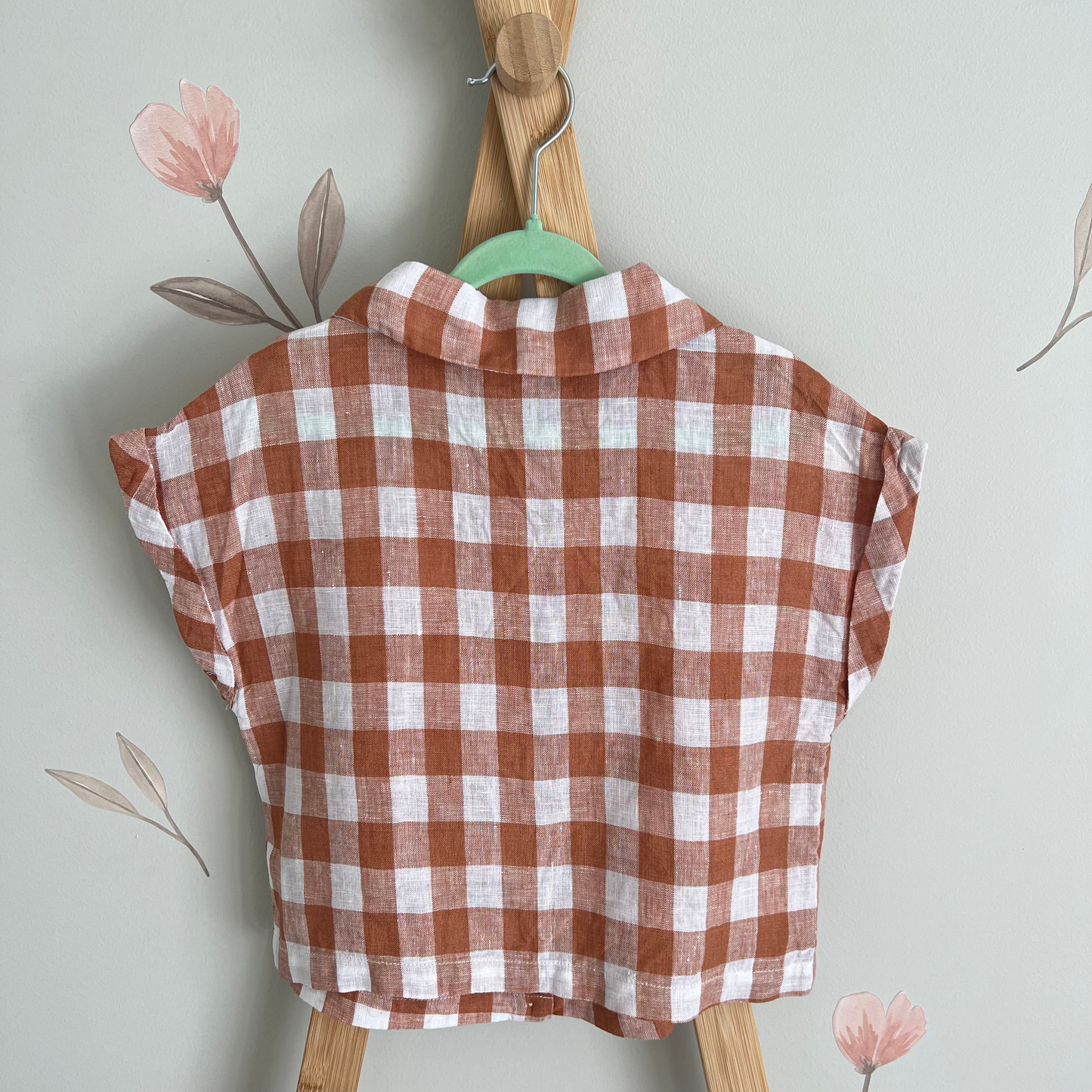 Aere linen check button up shirt - size 4 image 1
