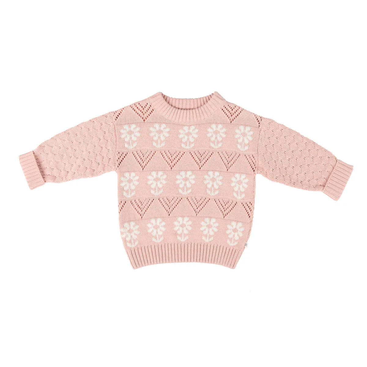 Kynd Baby pointelle knit jumper in pink clay  - size 0 image 0
