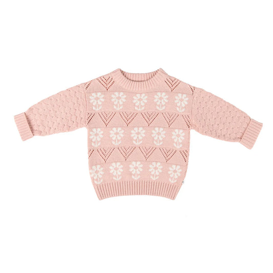 Kynd Baby pointelle knit jumper in pink clay  - size 0 image 0