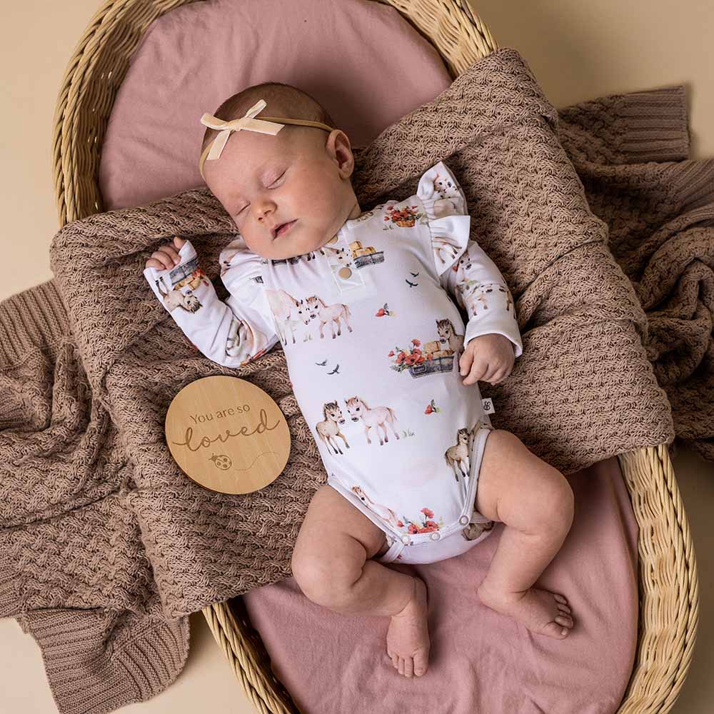 Snuggle Hunny pony pals long sleeve organic bodysuit - size 0 image 1