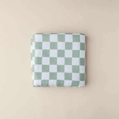Snug as a Bub & Co moss chequered muslin baby swaddle image 3