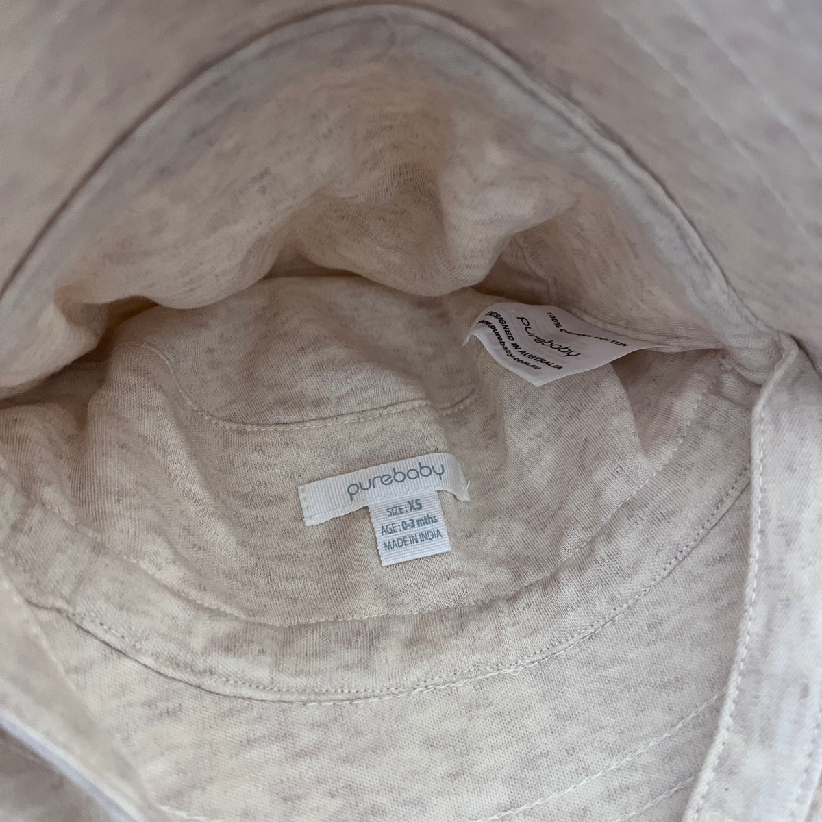 Purebaby Cotton Bucket hat - size XS (0-3m)