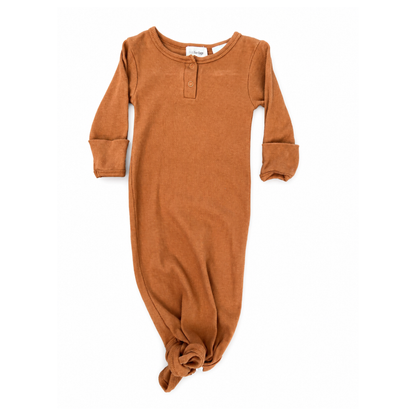 Mini Heritage ribbed gown in rust - size 0-6 months image 0