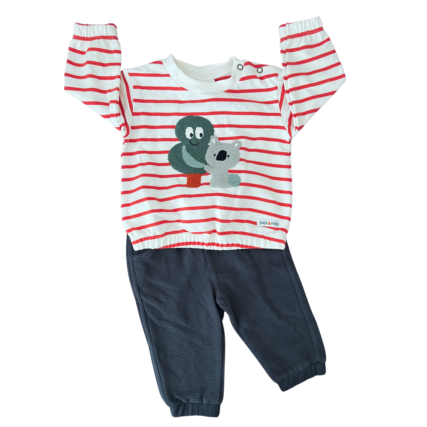 Jack & Milly Striped boucle koala top & pant set - size 00