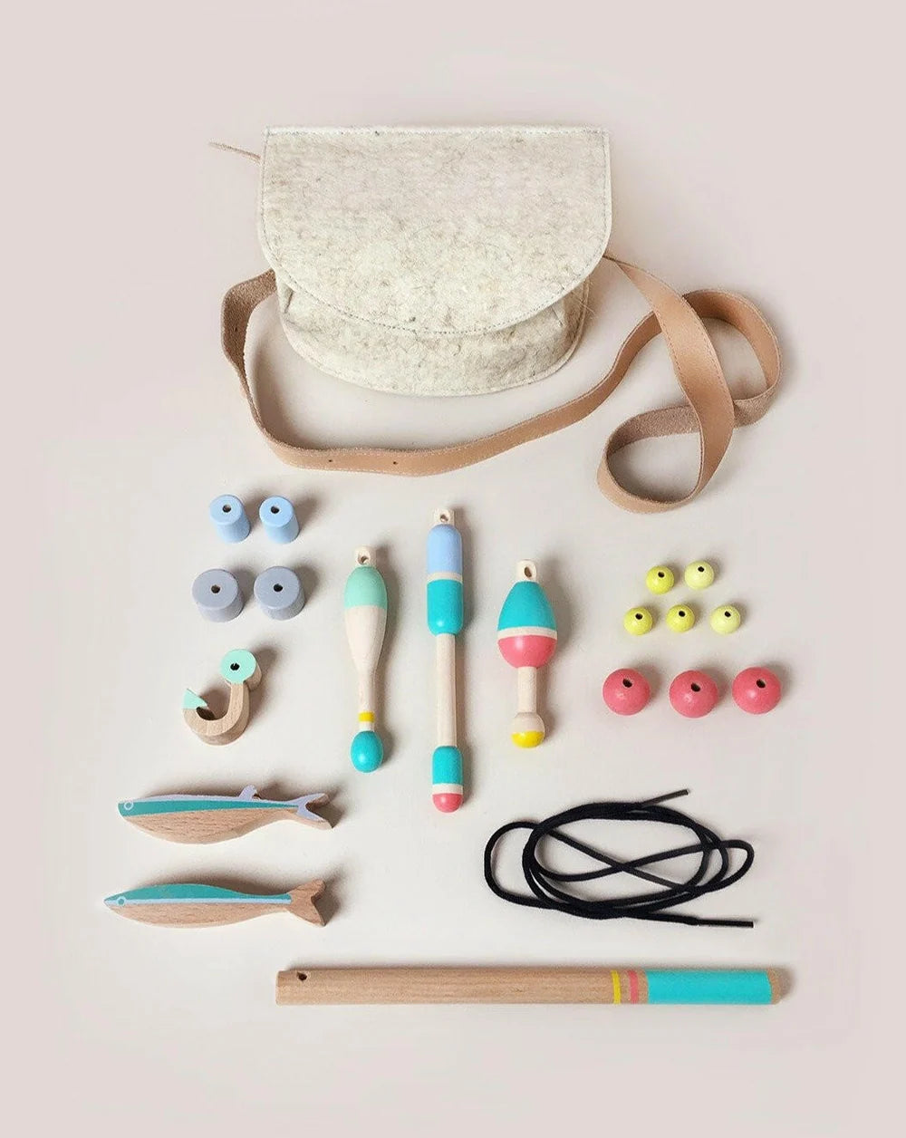 Eperfa wooden magnetic fishing toy set with fishing rod, fish and accessories
