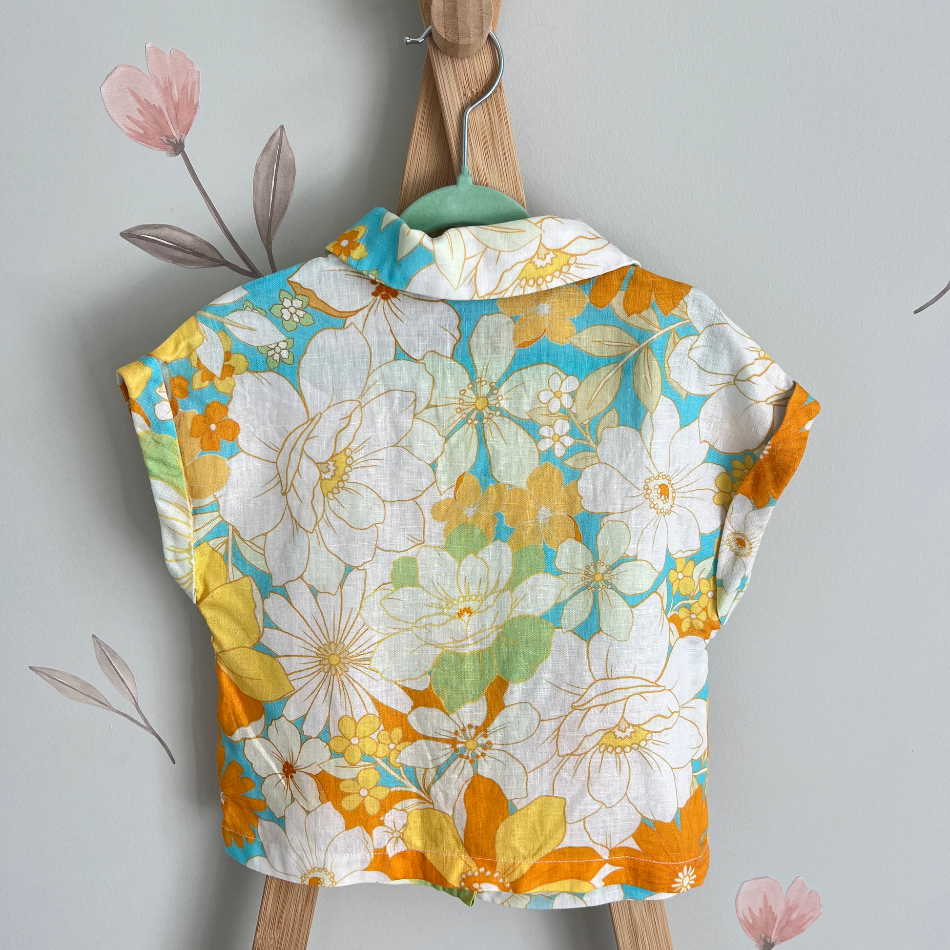 Aere linen floral button up shirt - size 4 image 1