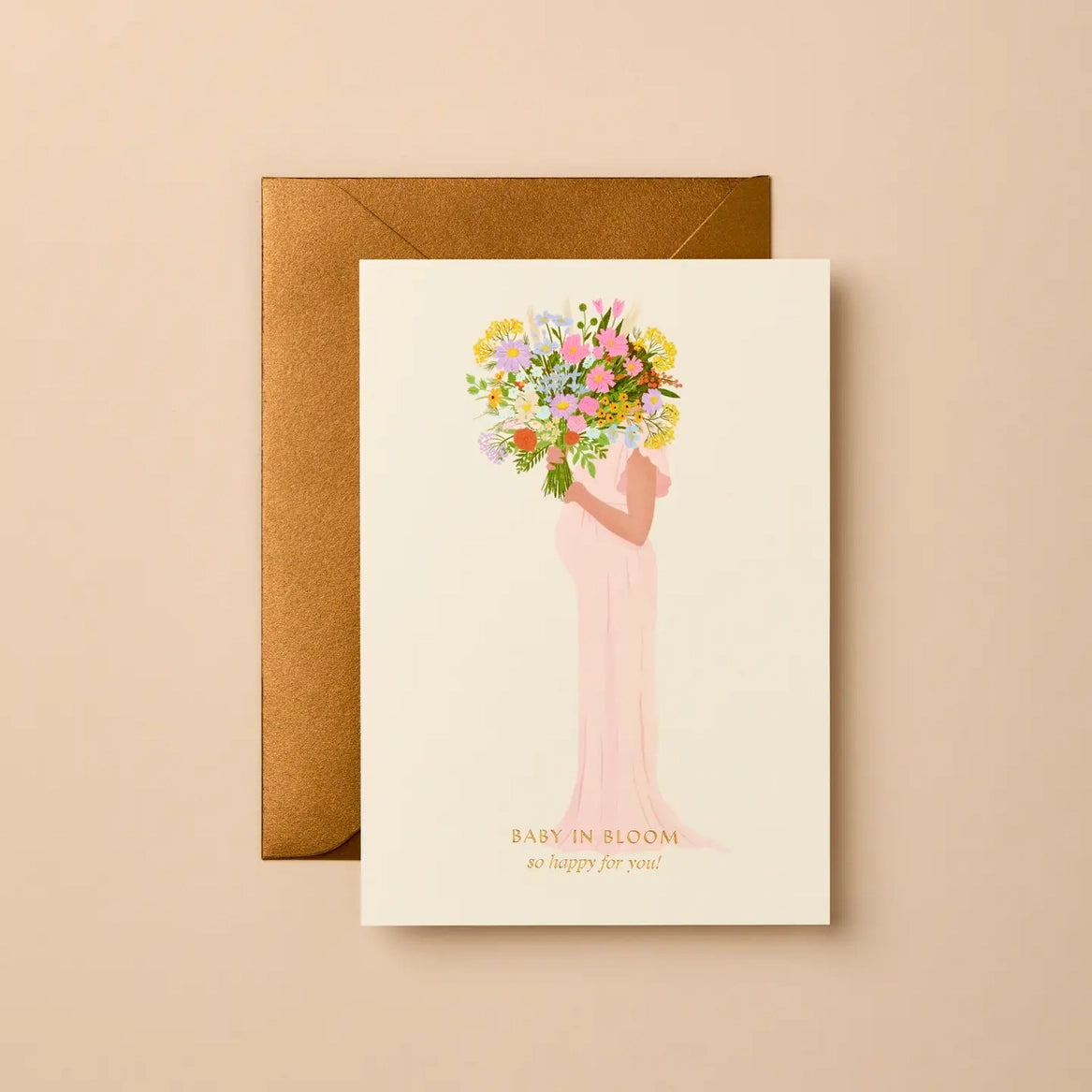 Baby Foil Greeting Card | BABY IN BLOOM, SO HAPPY FOR YOU! image 0