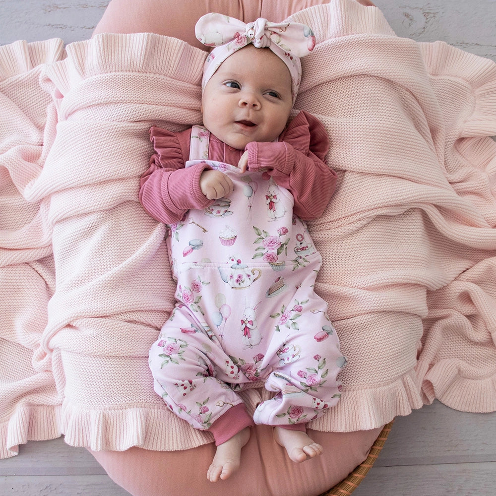 Snuggle Hunny Alice's Tea Party Organic Snuggle Overalls