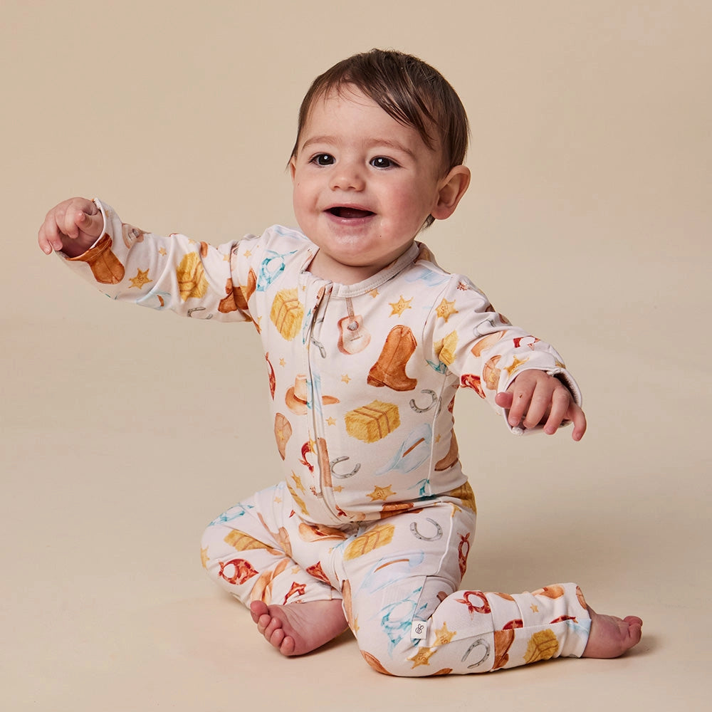 Snuggle Hunny Cowboys organic convertible romper