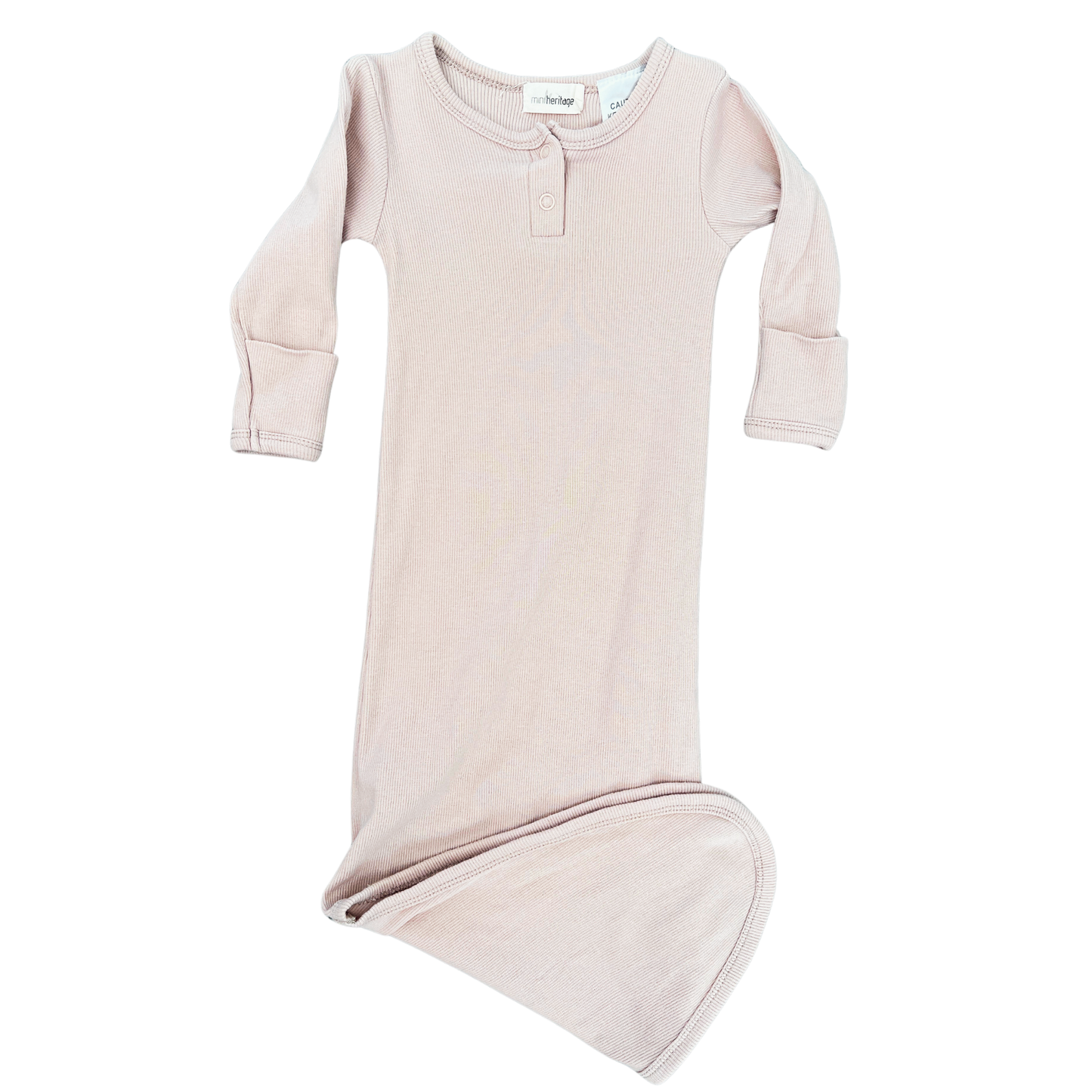 Mini Heritage ribbed gown in fawn - size 0-6 months image 1