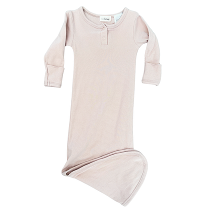Mini Heritage ribbed gown in fawn - size 0-6 months image 1