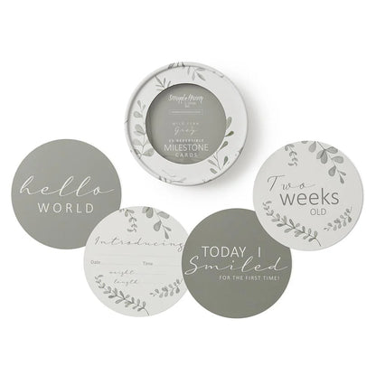 Snuggle Hunny reversible milestone cards - wild fern & grey image 0