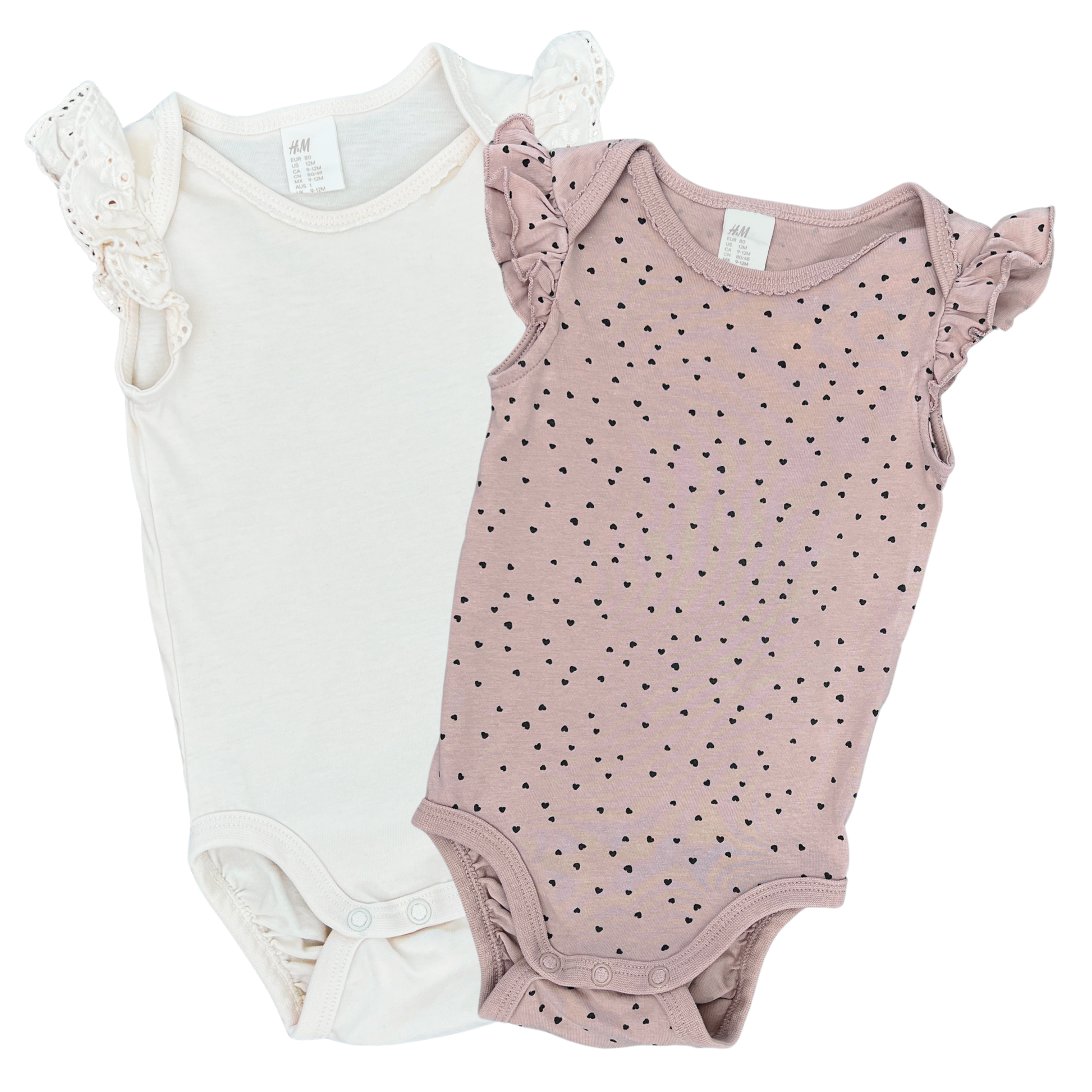 H+M 2pk ruffle sleeve bodysuit - 1 image 0
