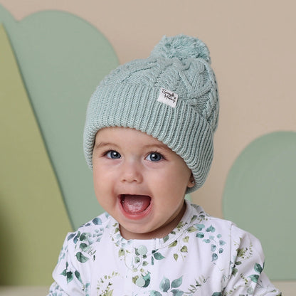 Snuggle Hunny sage organic knit beanie - size 0-6 months image 1
