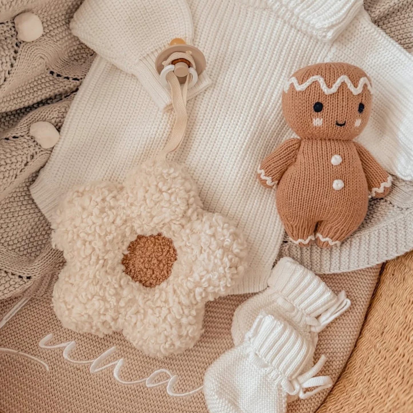 By Lulul The Label pacifier holder - mushroom sherpa daisy image 0
