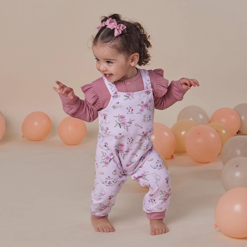Snuggle Hunny Alice's Tea Party Organic Snuggle Overalls