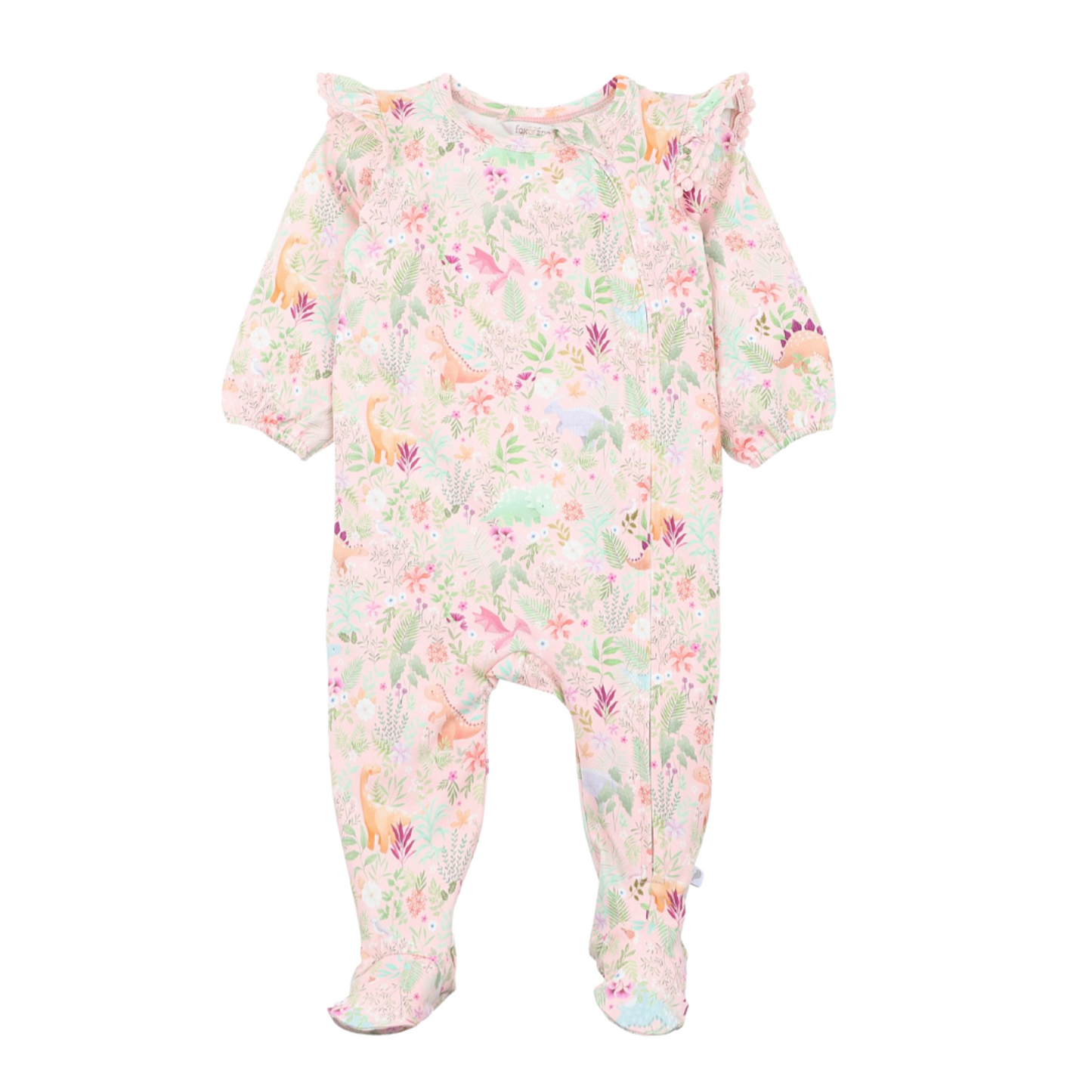 Fox and Finch florasaurus zip onesie - size 0 image 1