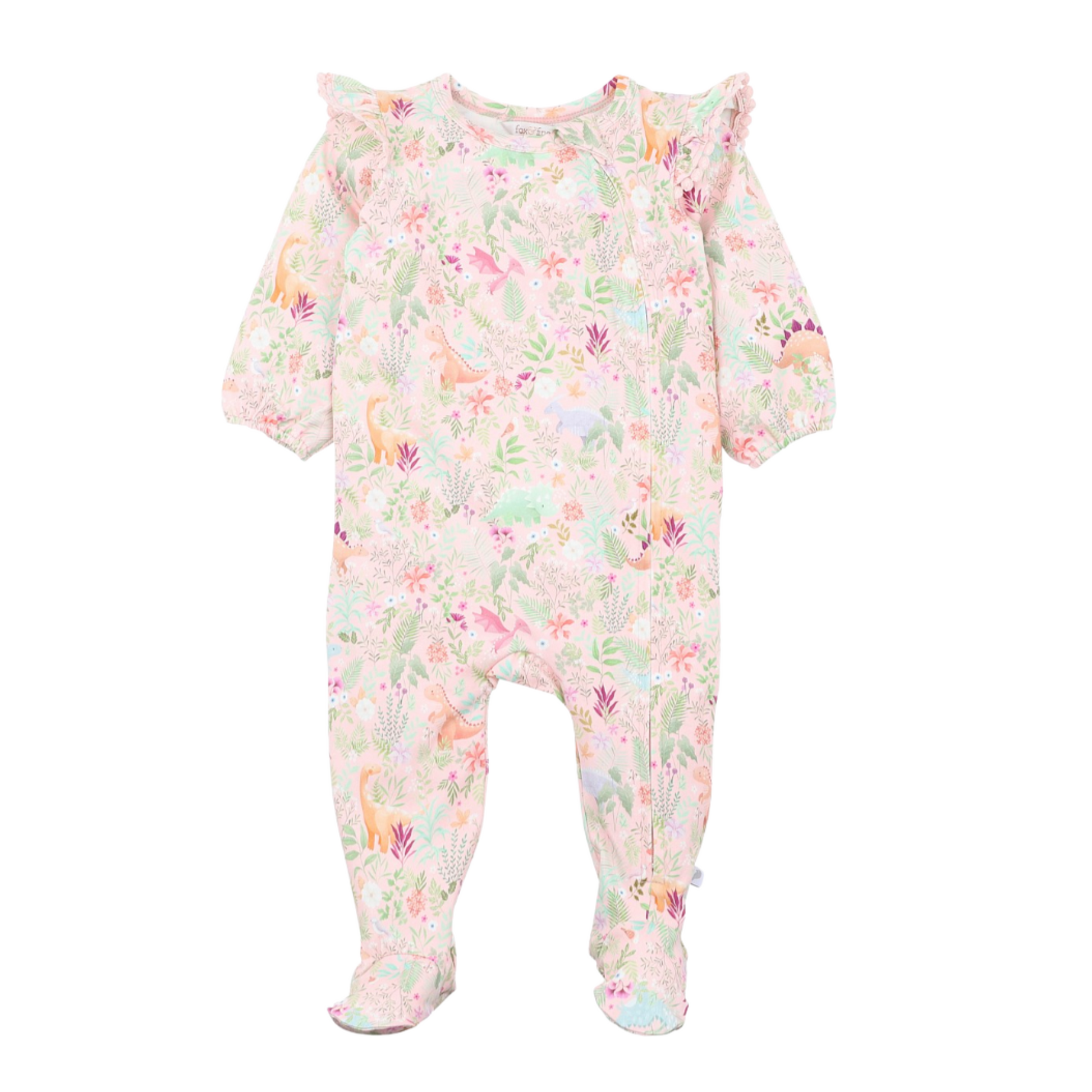 Fox and Finch florasaurus zip onesie - size 0 image 1