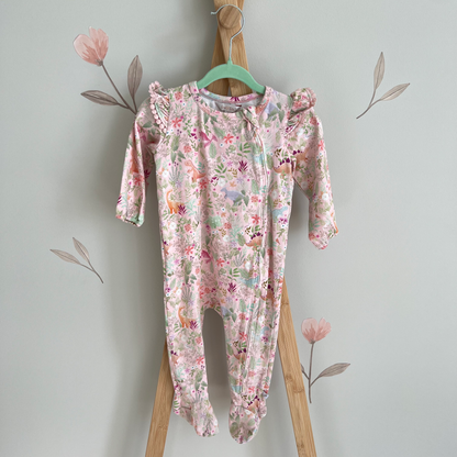 Fox and Finch florasaurus zip onesie - size 0 image 0