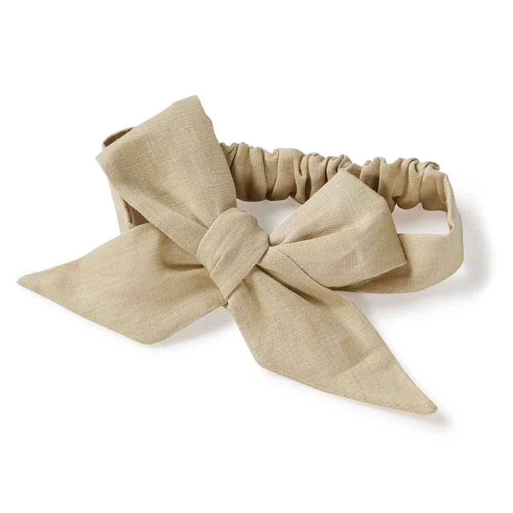 Snuggle Hunny pre-tied linen bow - natural image 0