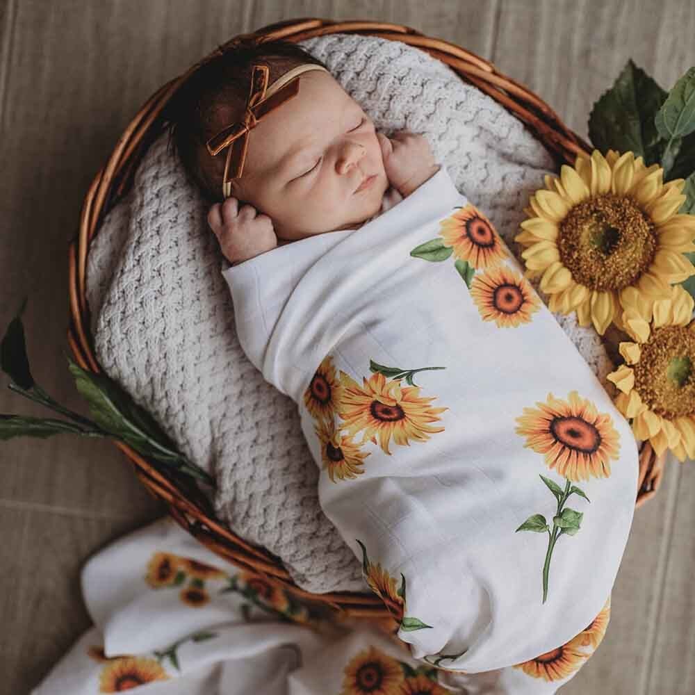 Snuggle Hunny sunflower organic muslin wrap image 0