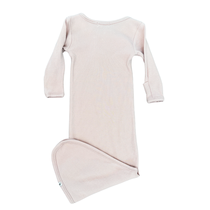 Mini Heritage ribbed gown in fawn - size 0-6 months image 2