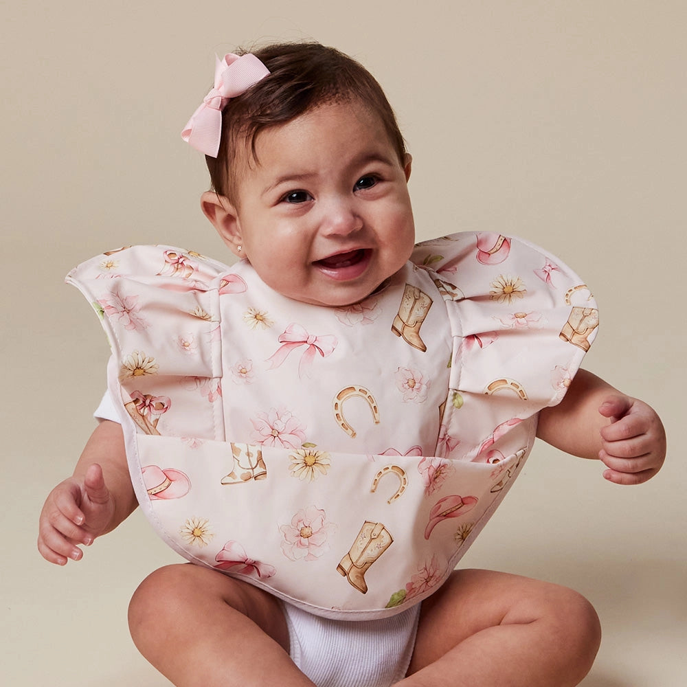 Snuggle Hunny Boots & Bows frill snuggle bib