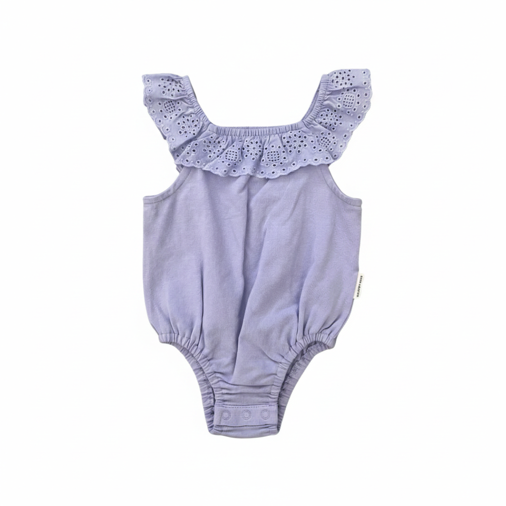 Country Road organic cotton broderie trim bodysuit - size 0000 image 0