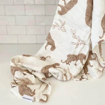 Wind and Willow Co organic cotton and bamboo swaddle - boho leopard image 1