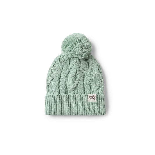 Snuggle Hunny sage organic knit beanie - size 0-6 months image 0