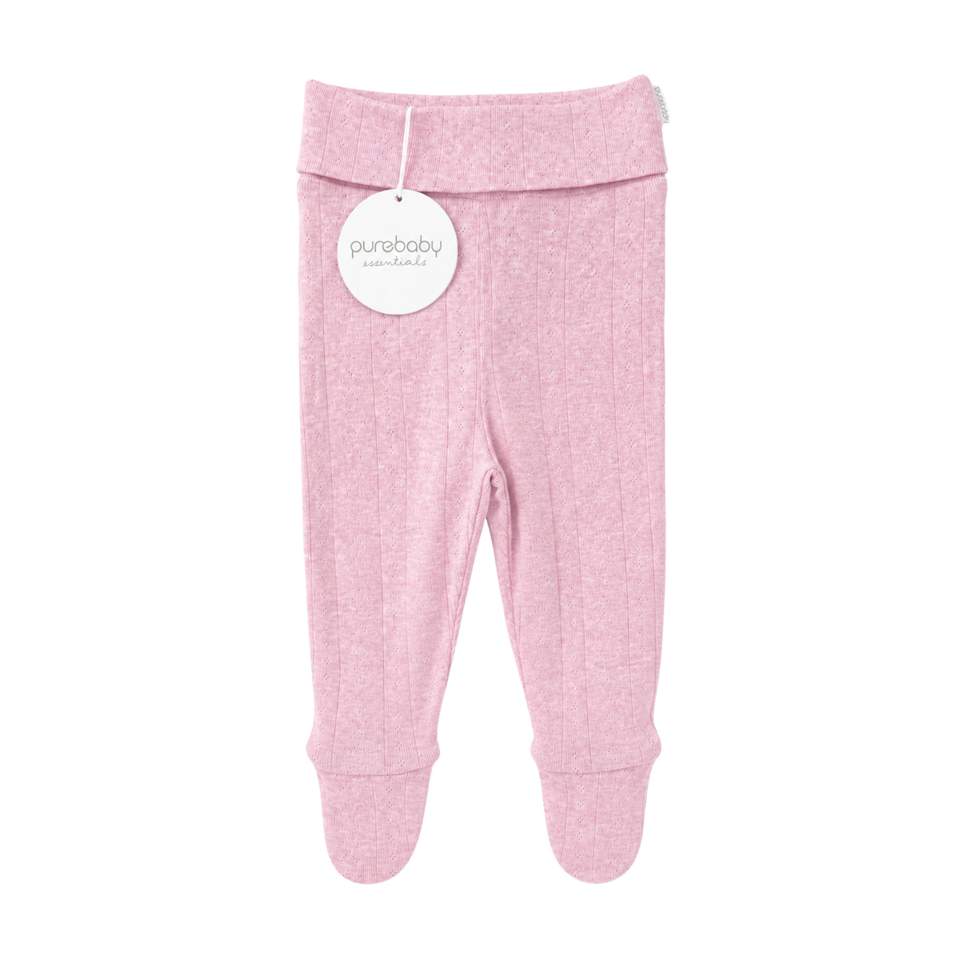 Purebaby pointelle legging in peony melange - size 00 image 0
