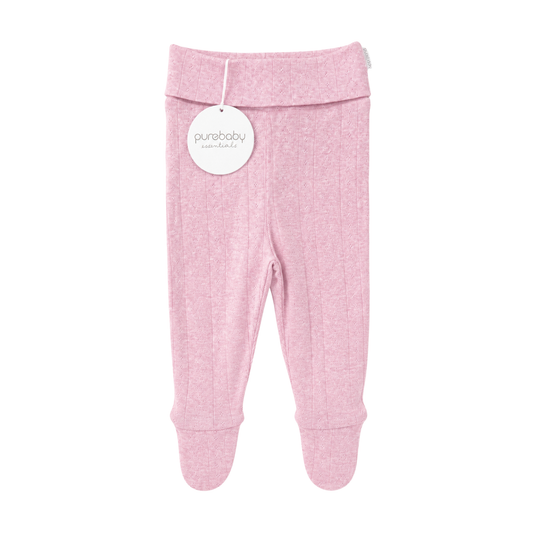 Purebaby pointelle legging in peony melange - size 00 image 0