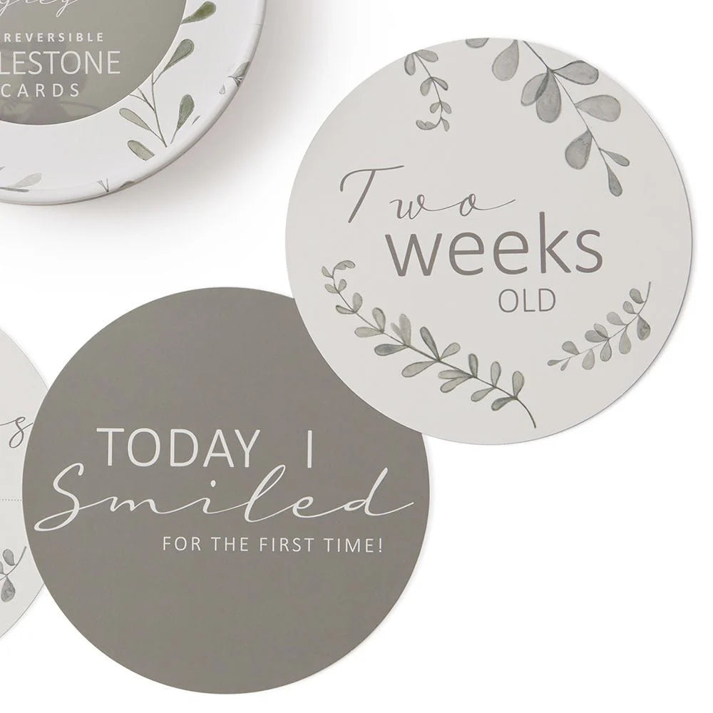 Snuggle Hunny reversible milestone cards - wild fern & grey image 3