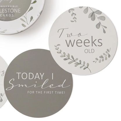 Snuggle Hunny reversible milestone cards - wild fern & grey image 3