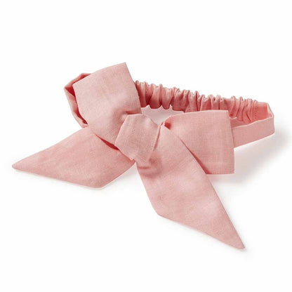 Snuggle Hunny pre-tied linen bow - baby pink image 0