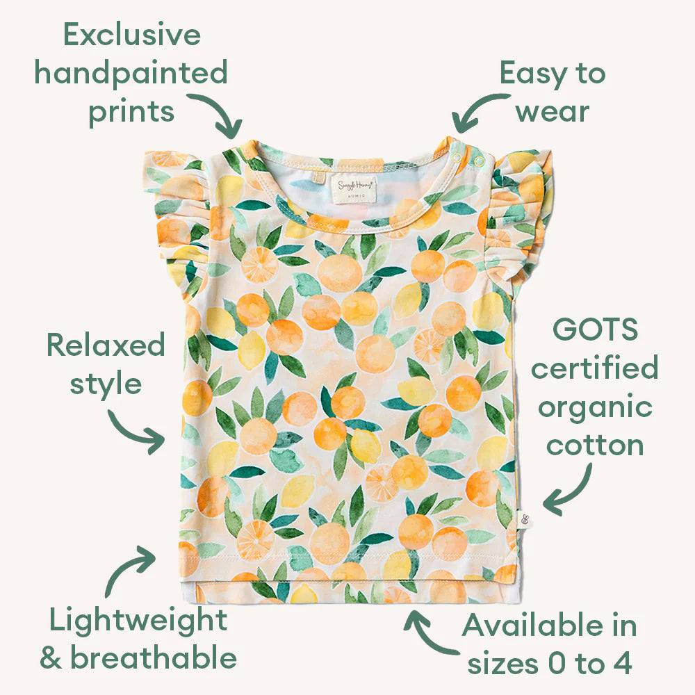Snuggle Hunny sunny citrus organic t-shirt with frill - size 3 image 1