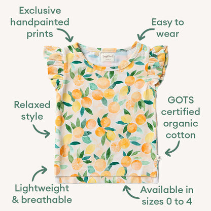 Snuggle Hunny sunny citrus organic t-shirt with frill - size 3 image 1