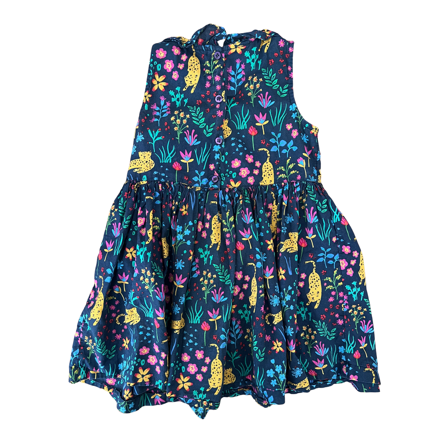 NEXT Navy leopard jungle print dress - size 3-4 years