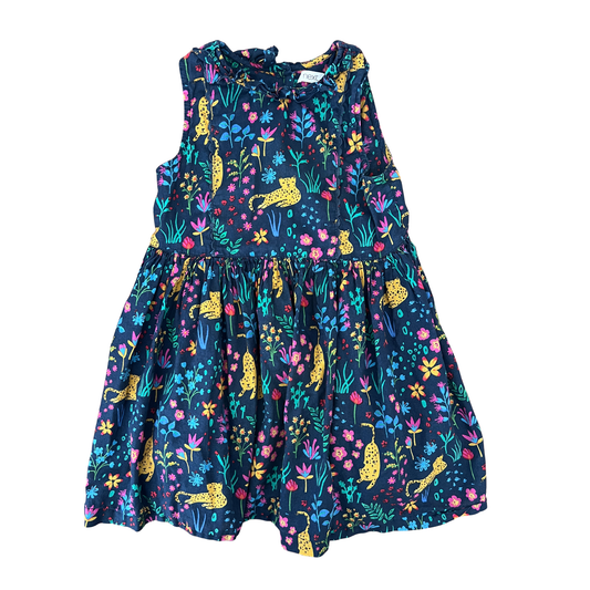 NEXT Navy leopard jungle print dress - size 3-4 years